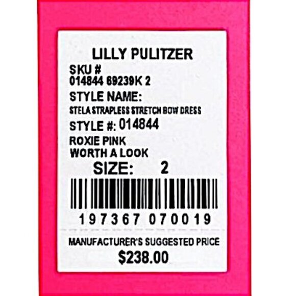 Lilly Pulitzer Stela Strapless Bow Dress in Roxie Pink/Worth A Look NWT - 2 - Picture 8 of 9